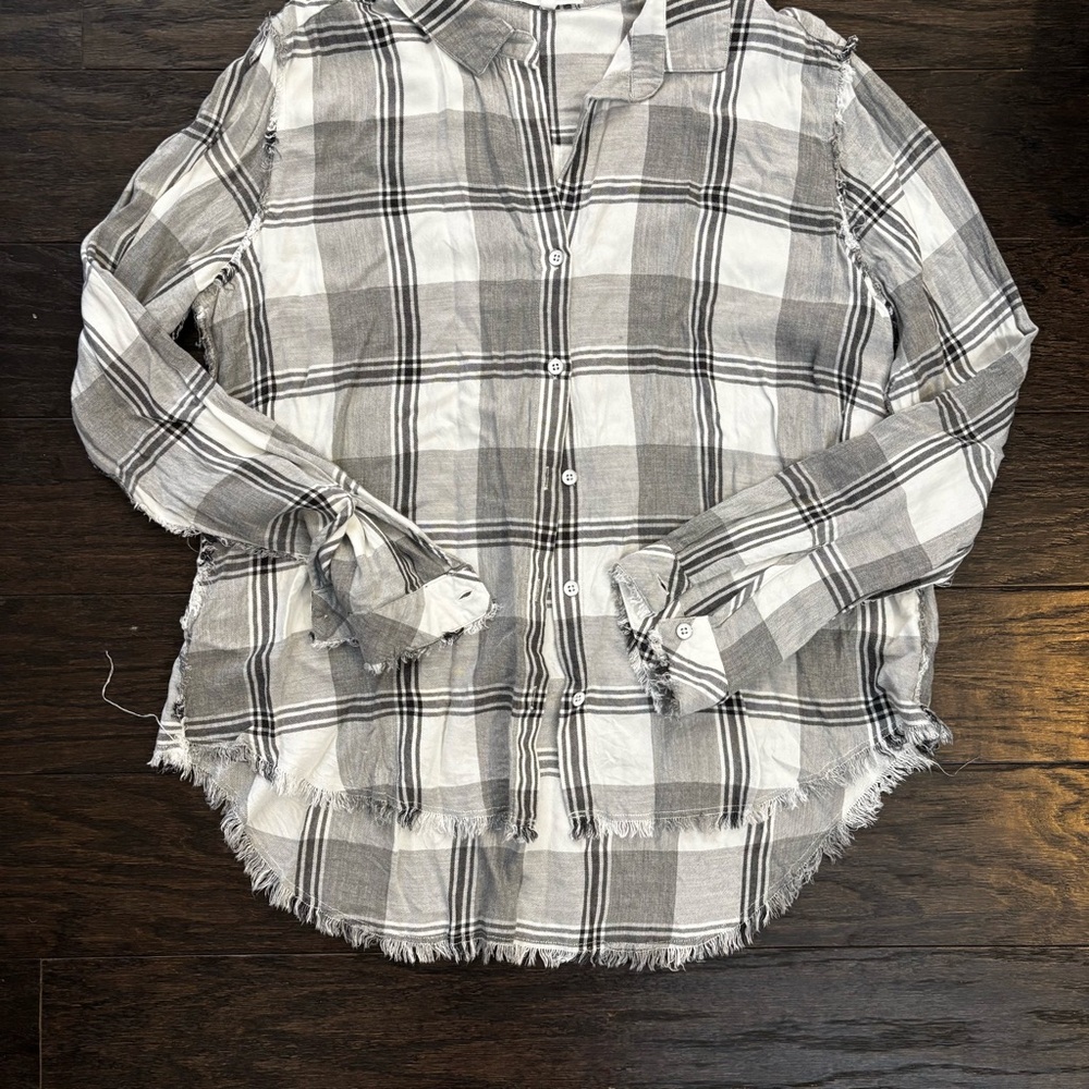 Bella Dahl Gray Plaid Button Down Shirt